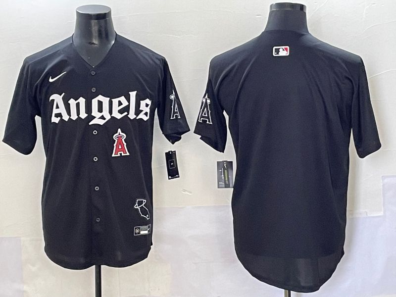 Men 2025 Los Angeles Angels Blank Black Five generations Joint Name Nike MLB Jersey style 6